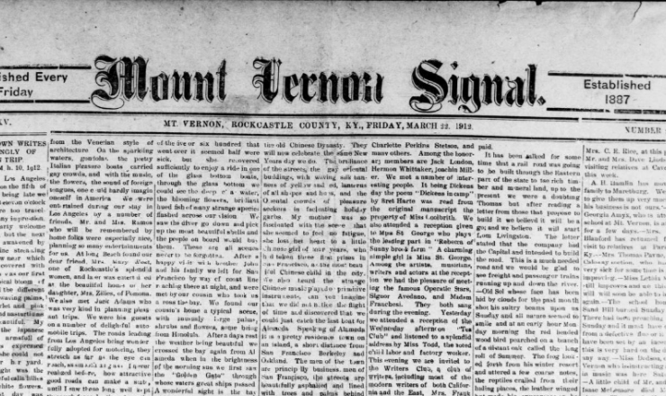 Mount Vernon Signal front page